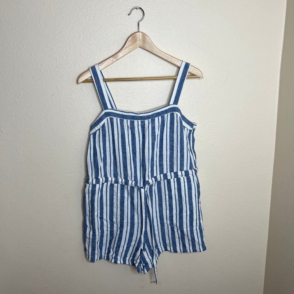 Gap Blue and White Striped Linen Blend Romper 6